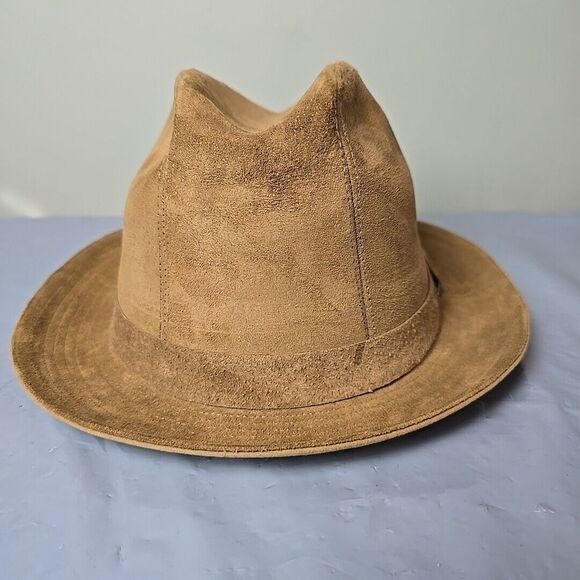 Stetson Fedora Hat Size 7  Tan Suede Leather Vintage Union Tag - Picture 4 of 11